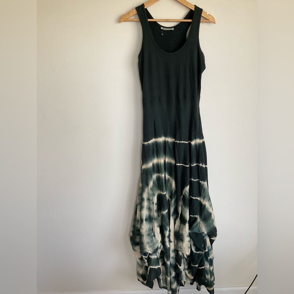 Solitaire Tie Dye Maxi Green Black Tank Dress Festival Brunch Nantucket